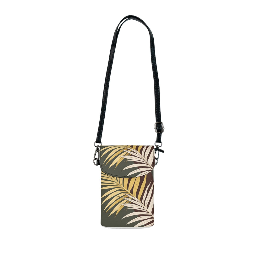 Crossbody Bag Small Cell Phone Purse - Palm Tree Leaves Yellow and Green