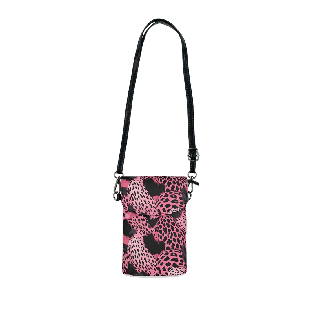 Crossbody Bag Small Cell Phone Purse - Pink and Black Leopard Spots