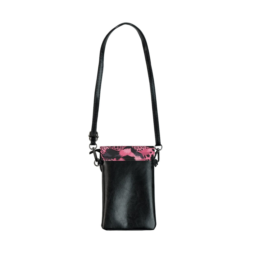 Crossbody Bag Small Cell Phone Purse - Pink and Black Leopard Spots