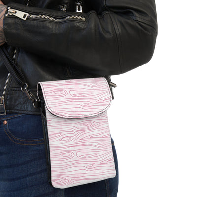 Crossbody Cell Phone Wallet Purse Pink Line Art Sketch Print - Bags