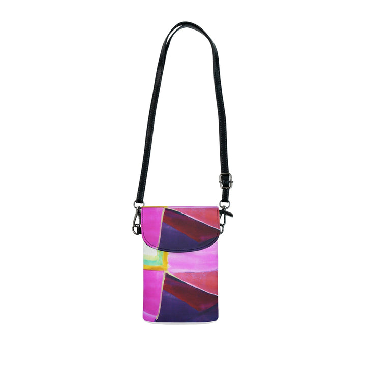 Crossbody Bag Small Cell Phone Purse - Pink Purple Red Geometric Pattern - Bags