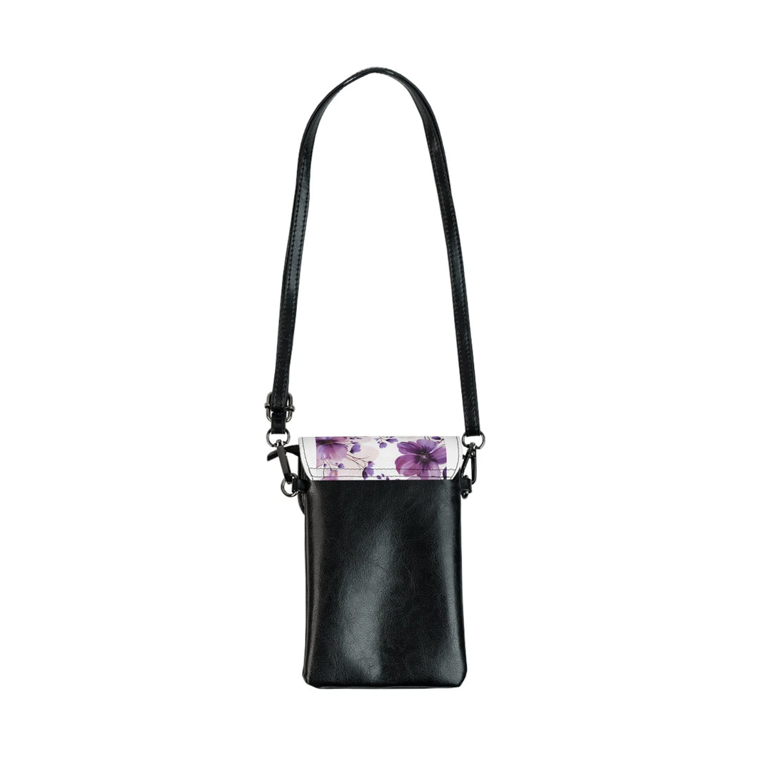 Crossbody Bag Small Cell Phone Purse - Purple and Violet Botanical Blooms: