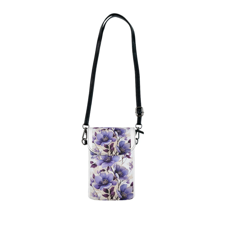 Crossbody Bag Small Cell Phone Purse - Purple and Violet Botanical Blooms: