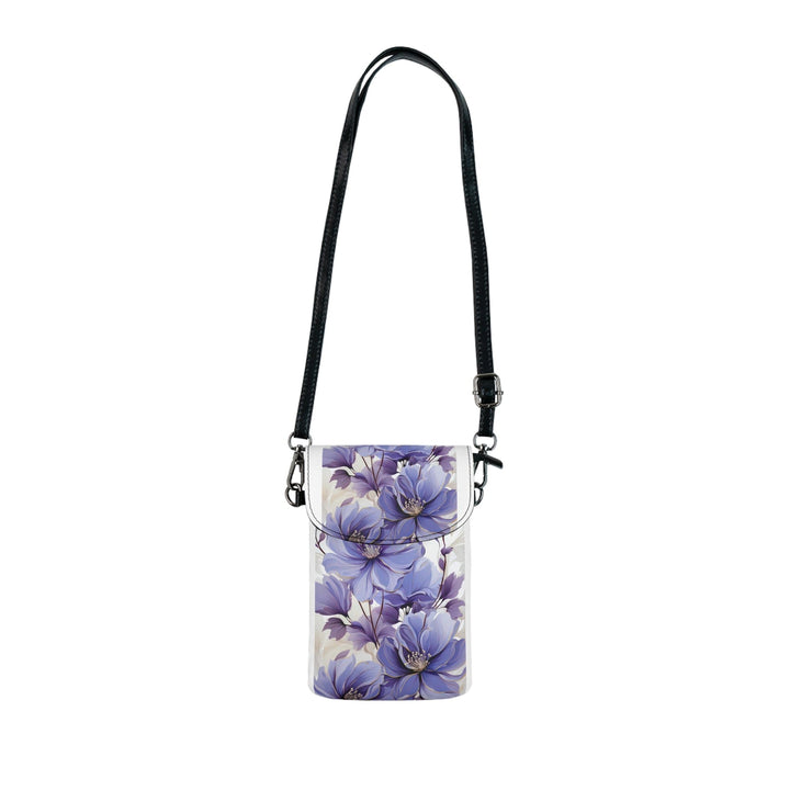 Crossbody Bag Small Cell Phone Purse - Purple and Violet Botanical Blooms: