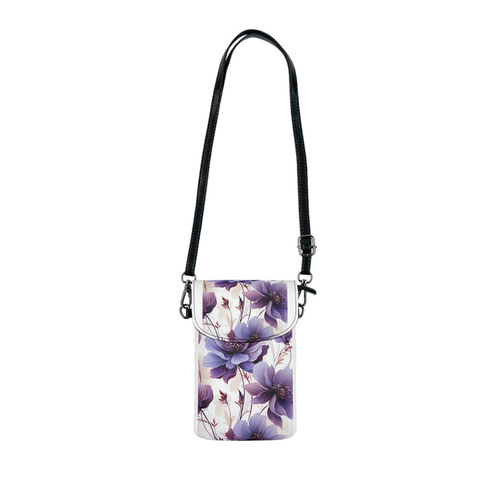 Crossbody Bag Small Cell Phone Purse - Purple and Violet Botanical Blooms: