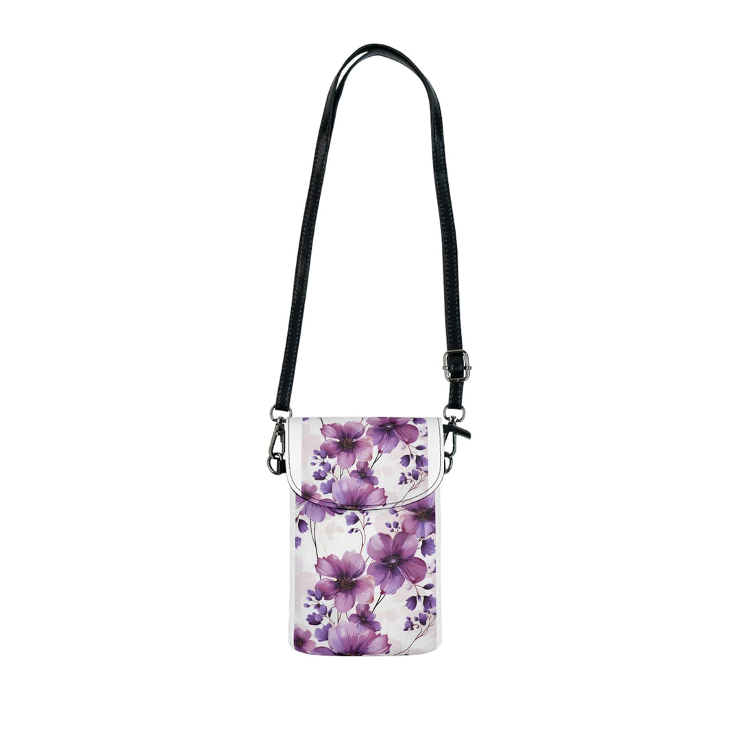 Crossbody Bag Small Cell Phone Purse - Purple and Violet Botanical Blooms: