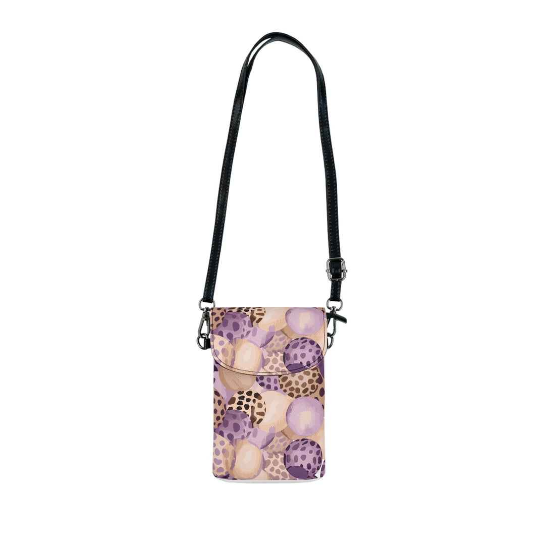 Crossbody Bag Small Cell Phone Purse - Purple Lavender and Brown Spotted