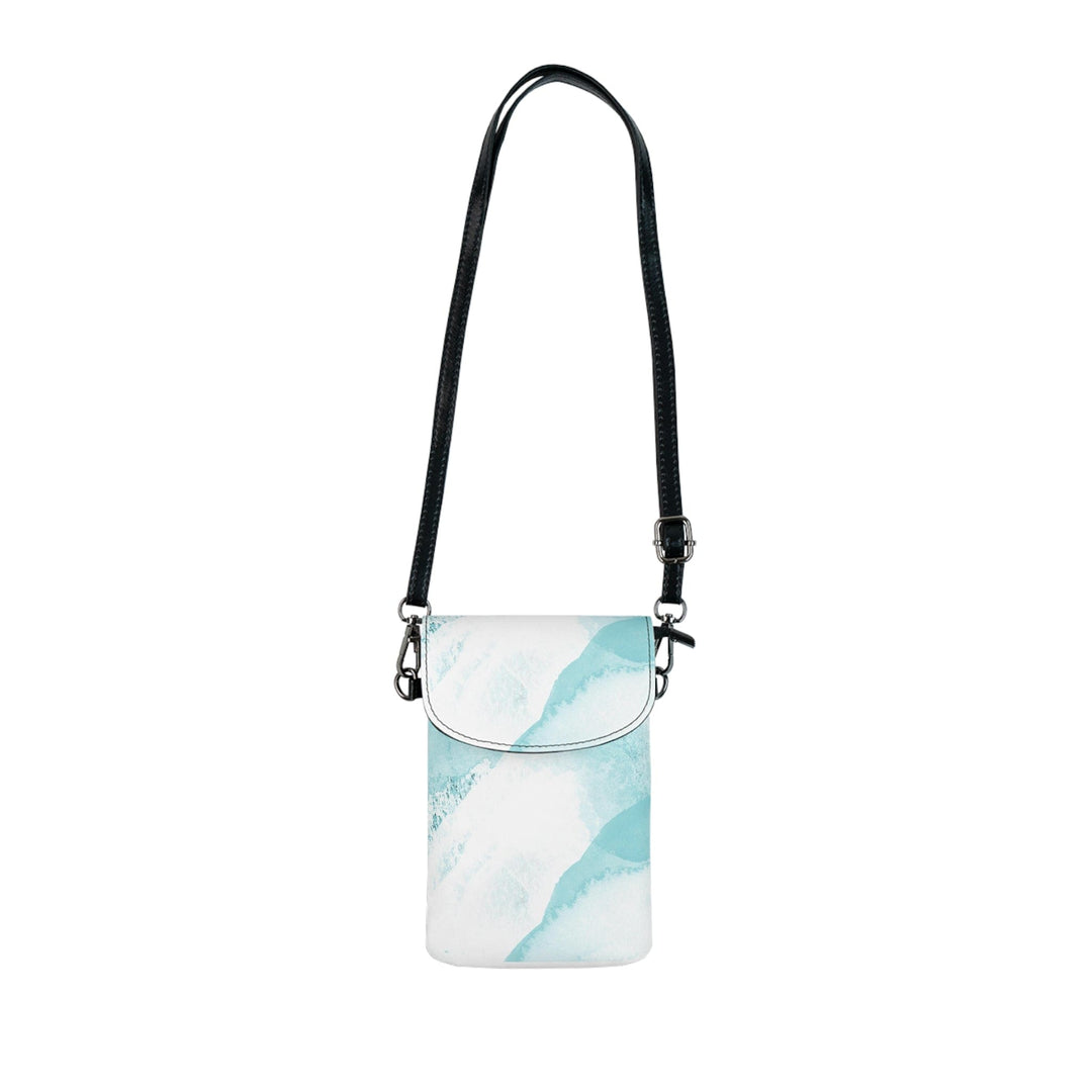 Crossbody Bag Small Cell Phone Purse - Subtle Abstract Ocean Blue and White