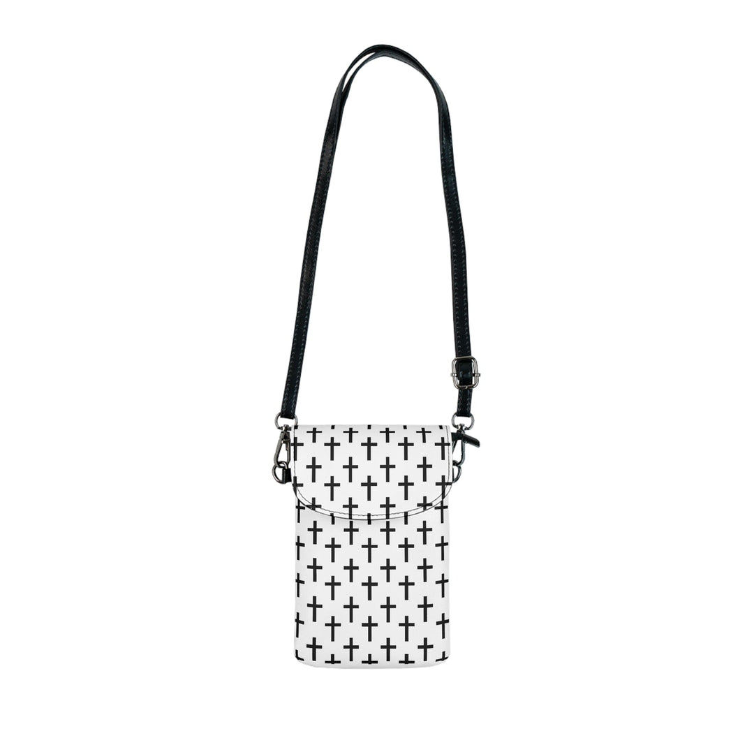 Crossbody Bag Small Cell Phone Purse - White and Black Seamless Cross Pattern