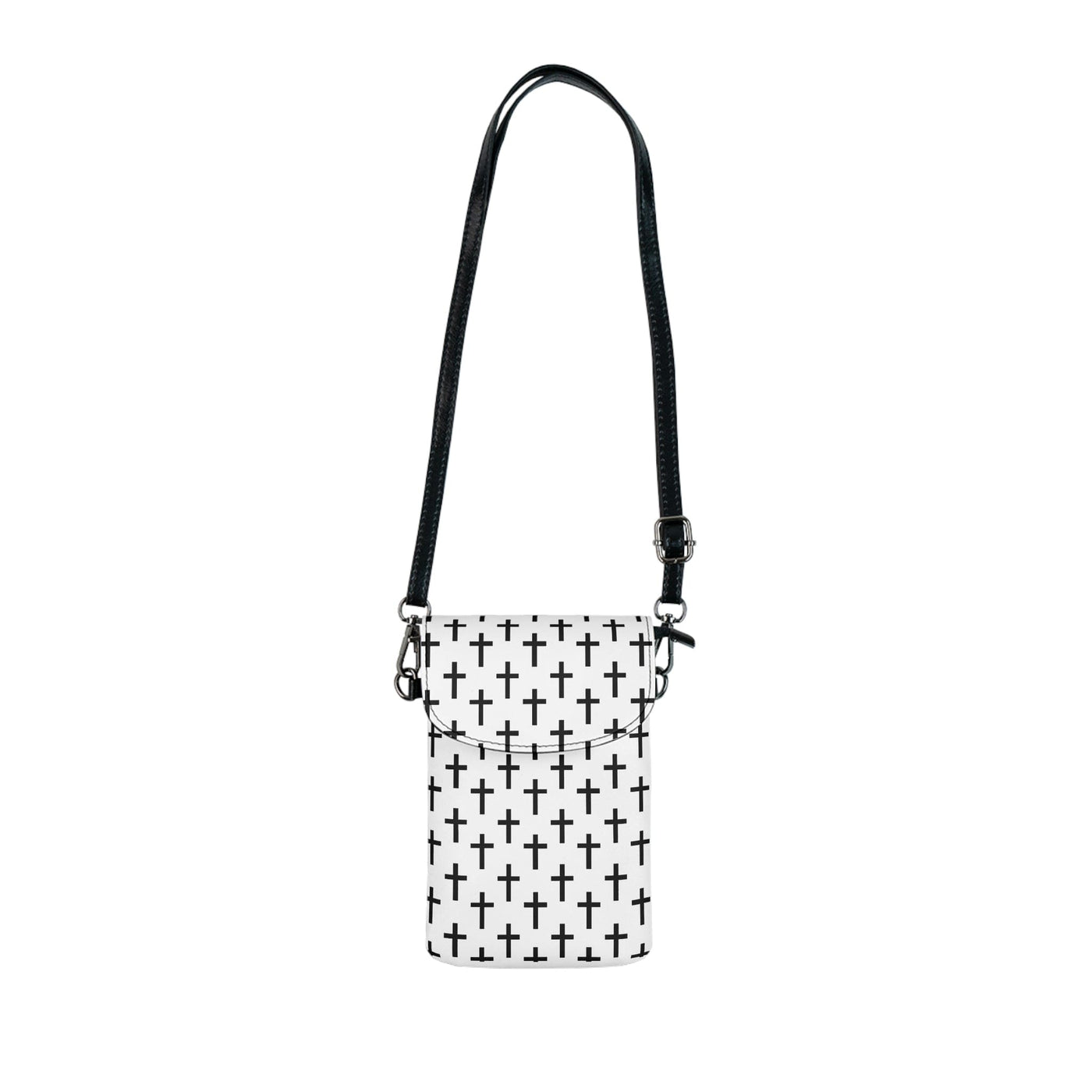 Crossbody Cell Phone Wallet Purse White And Black Seamless Cross Pattern - Bags