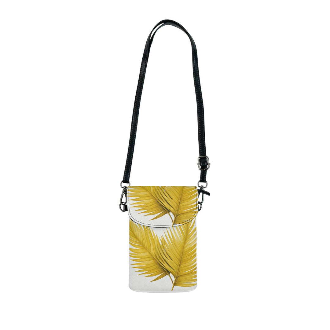 Crossbody Bag Small Cell Phone Purse - Yellow Palm Tree Leaves Minimalist Art