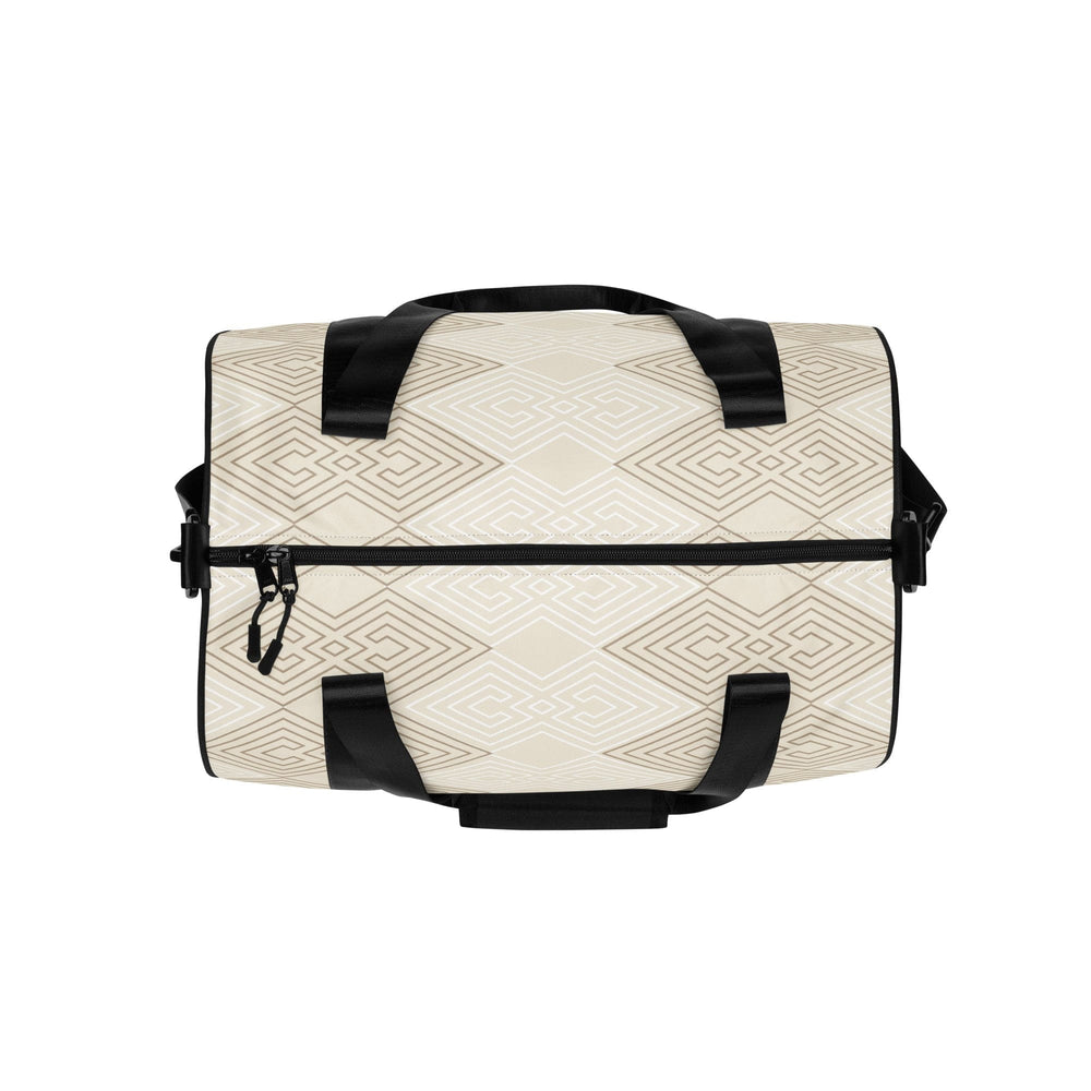 Crossbody Water-resistant Travel Bag Beige and White Tribal - Bags | Travel