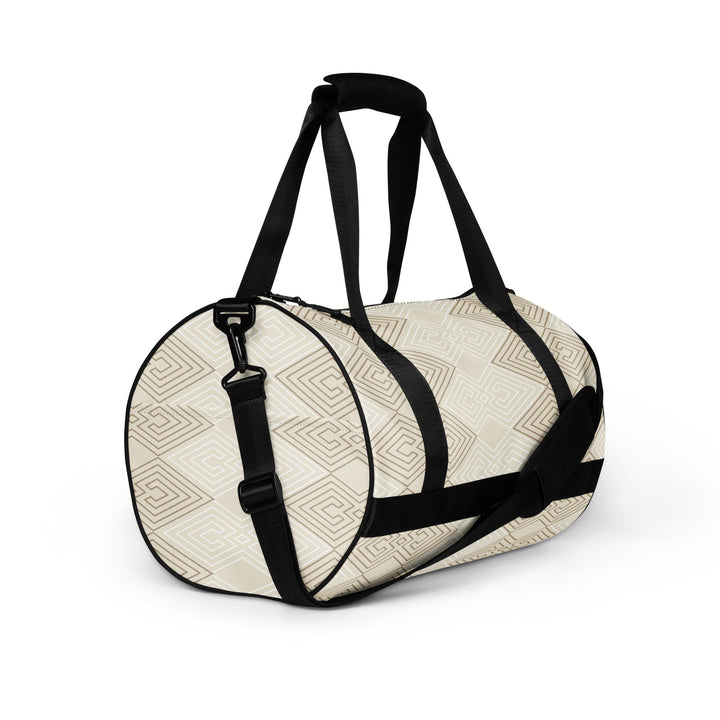 Crossbody Water-resistant Travel Bag Beige and White Tribal - Bags | Travel