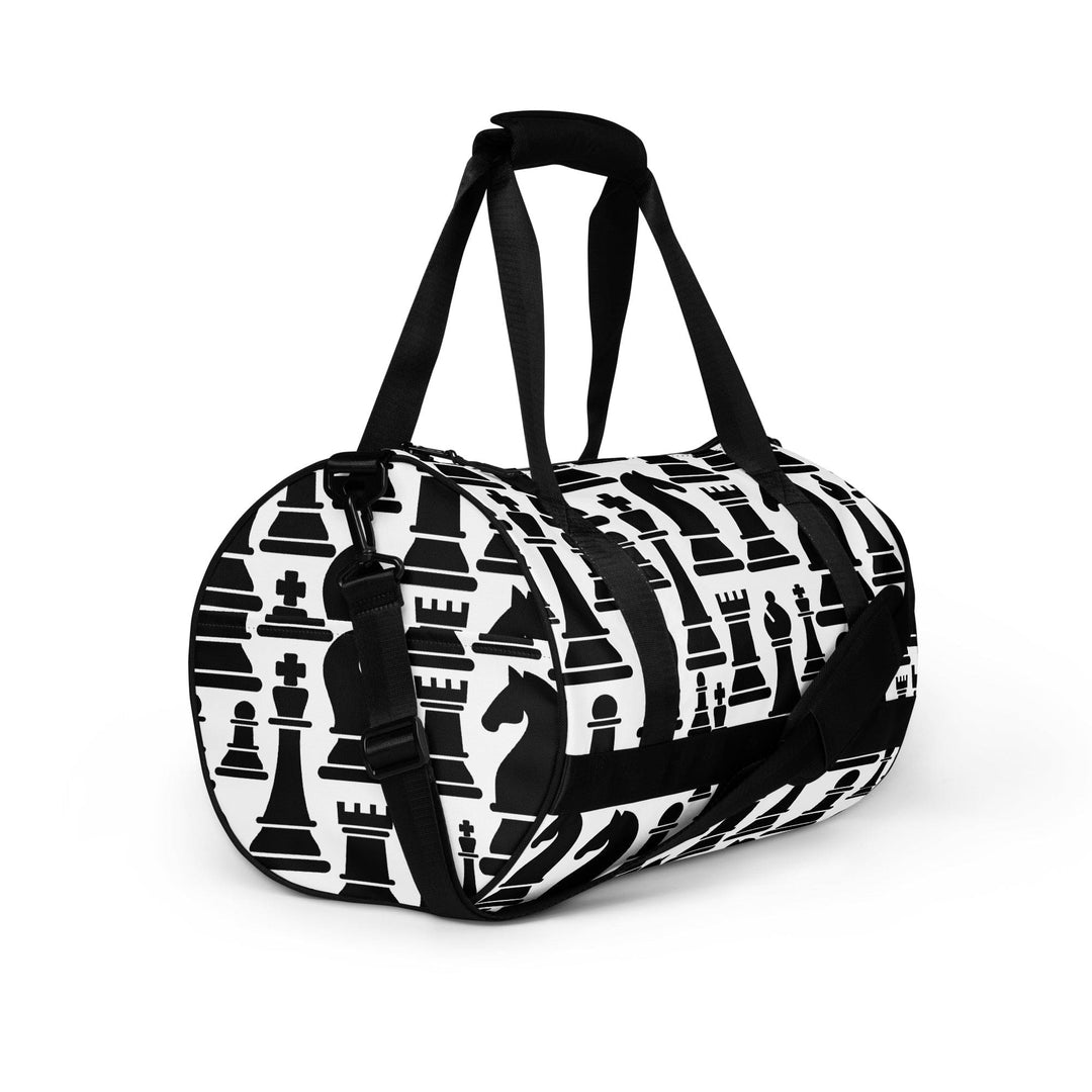 Crossbody Water-resistant Travel Bag Black and White Chess Print - Bags