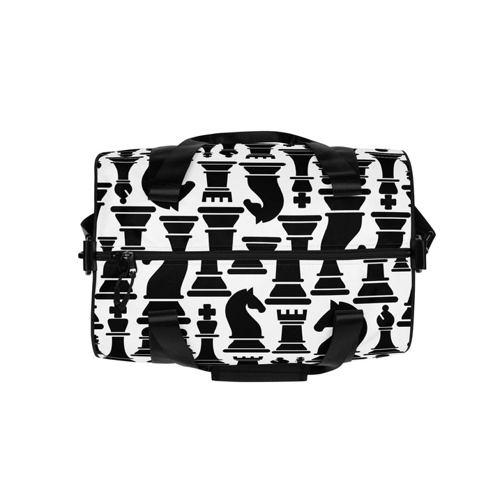 Crossbody Water-resistant Travel Bag Black and White Chess Print - Bags