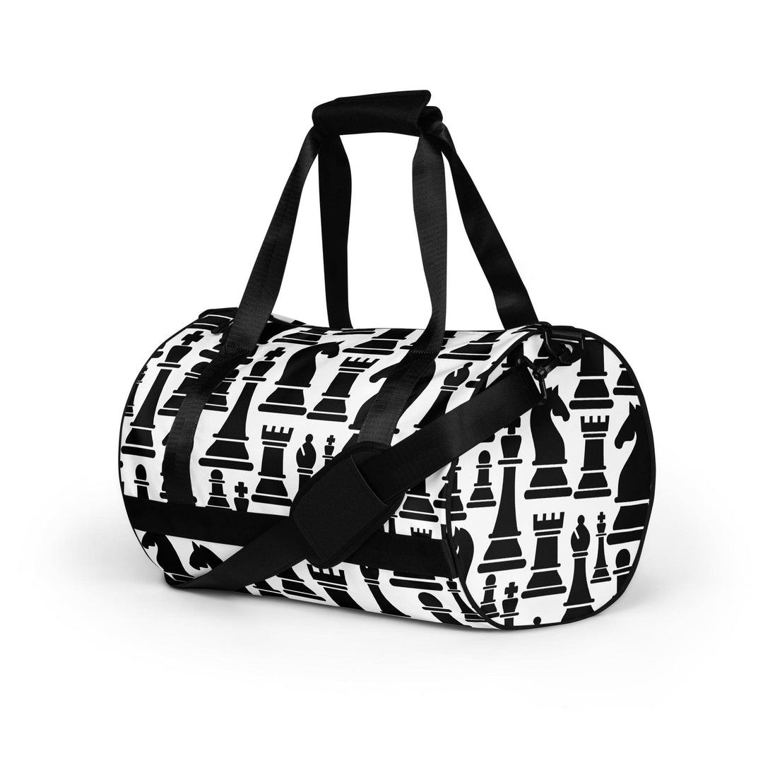 Crossbody Water-resistant Travel Bag Black and White Chess Print - Bags