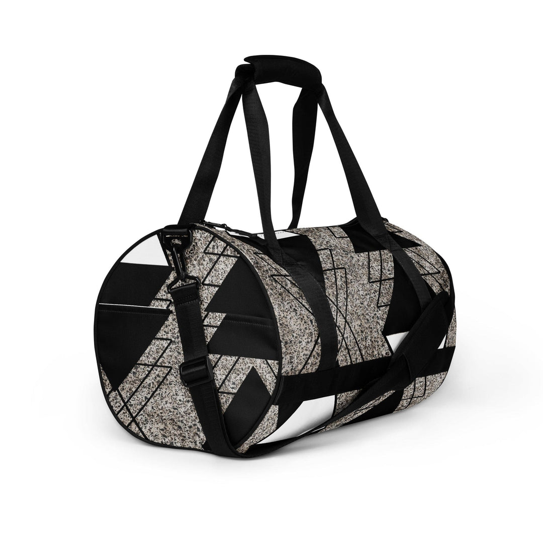 Crossbody Water-resistant Travel Bag - Black and White Triangular - Bags