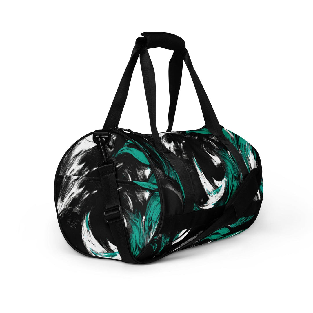 Crossbody Water-resistant Travel Bag Black Green White Abstract - Bags | Travel