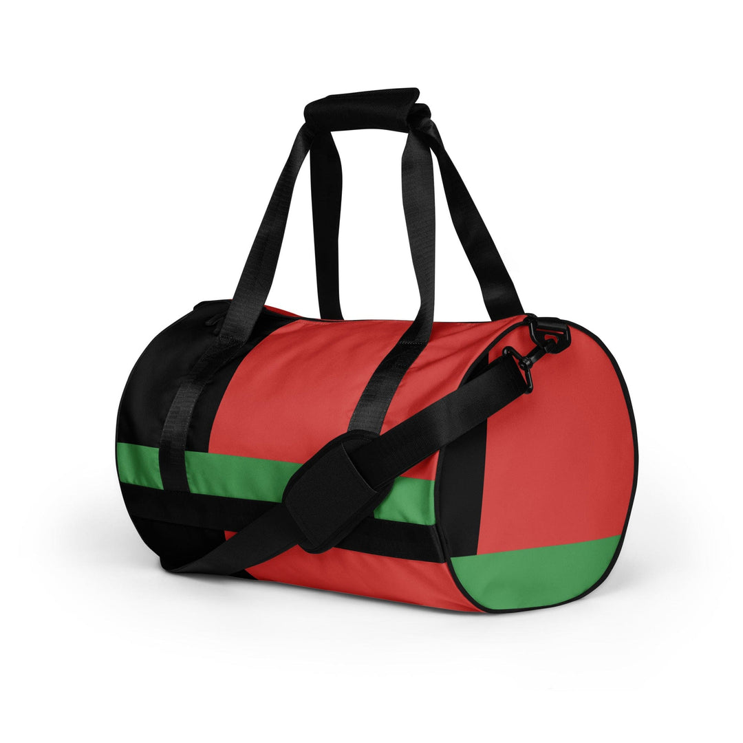 Crossbody Water-resistant Travel Bag - Black Red Green Stripped - Bags/Travel
