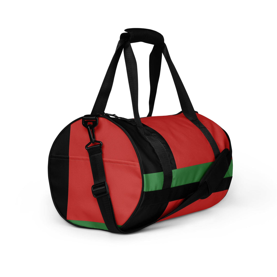 Crossbody Water-resistant Travel Bag - Black Red Green Stripped - Bags/Travel