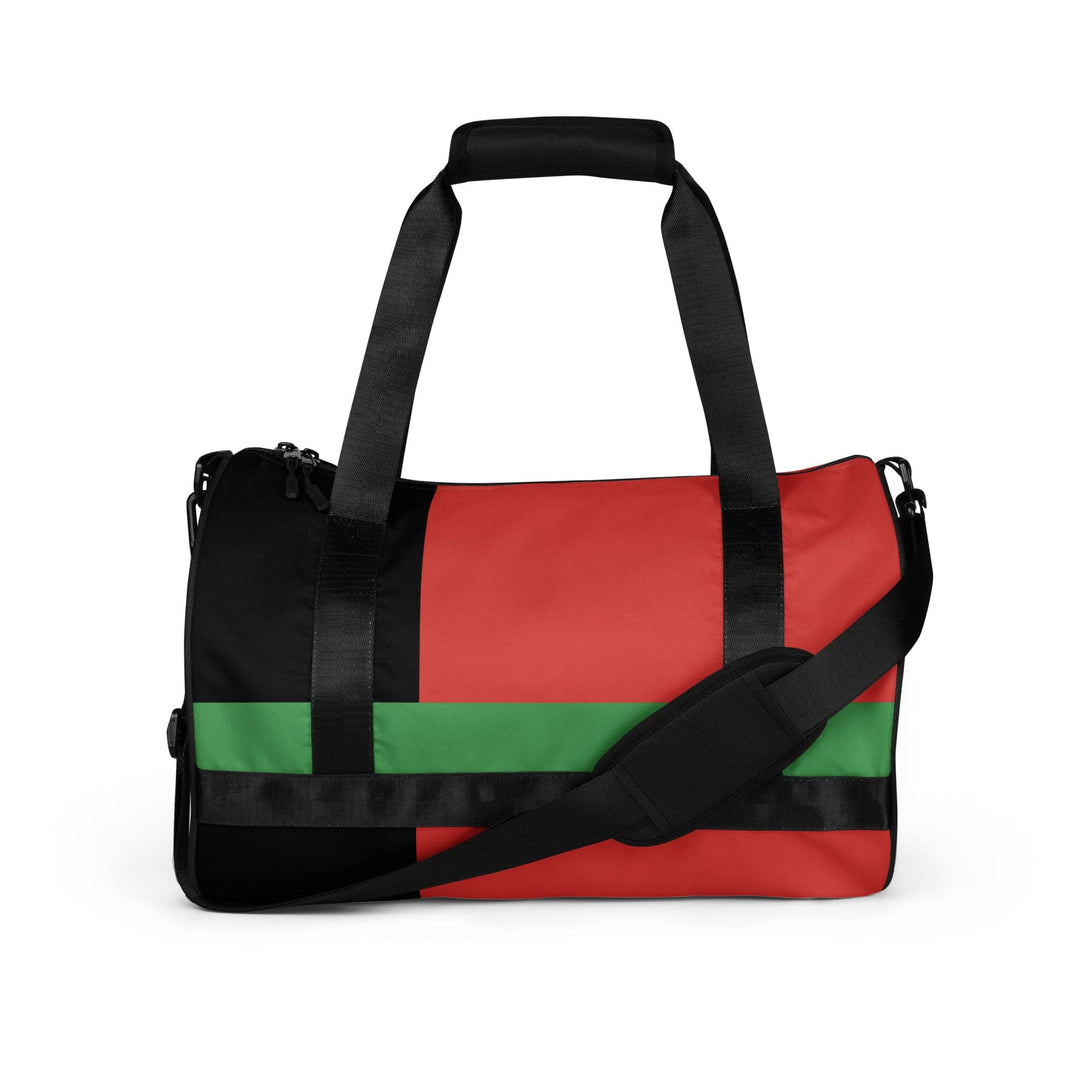 Crossbody Water-resistant Travel Bag - Black Red Green Stripped - Bags/Travel