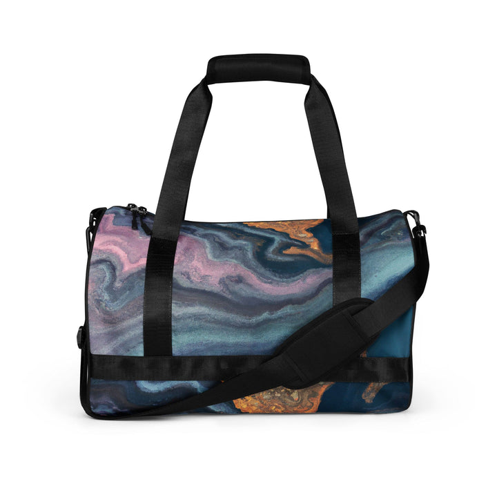 Crossbody Water-resistant Travel Bag - Blue Pink Marble Swirl Print