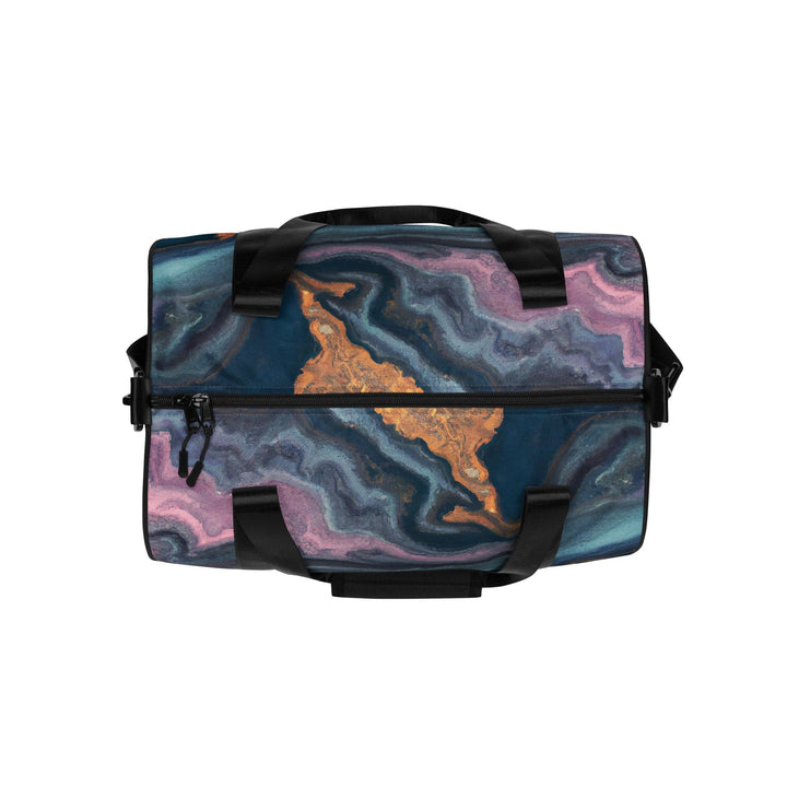 Crossbody Water-resistant Travel Bag - Blue Pink Marble Swirl Print