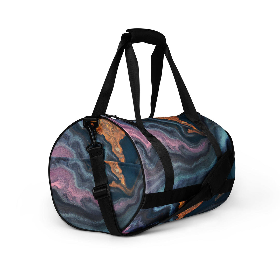 Crossbody Water-resistant Travel Bag - Blue Pink Marble Swirl Print