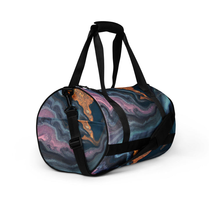Crossbody Water-resistant Travel Bag - Blue Pink Marble Swirl Print