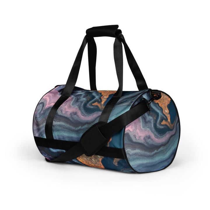 Crossbody Water-resistant Travel Bag - Blue Pink Marble Swirl Print