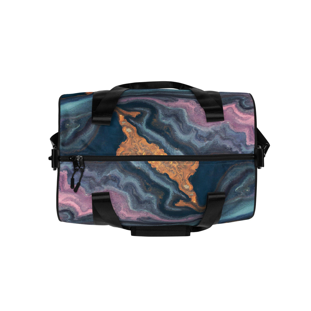 Crossbody Water-resistant Travel Bag - Blue Pink Marble Swirl Print