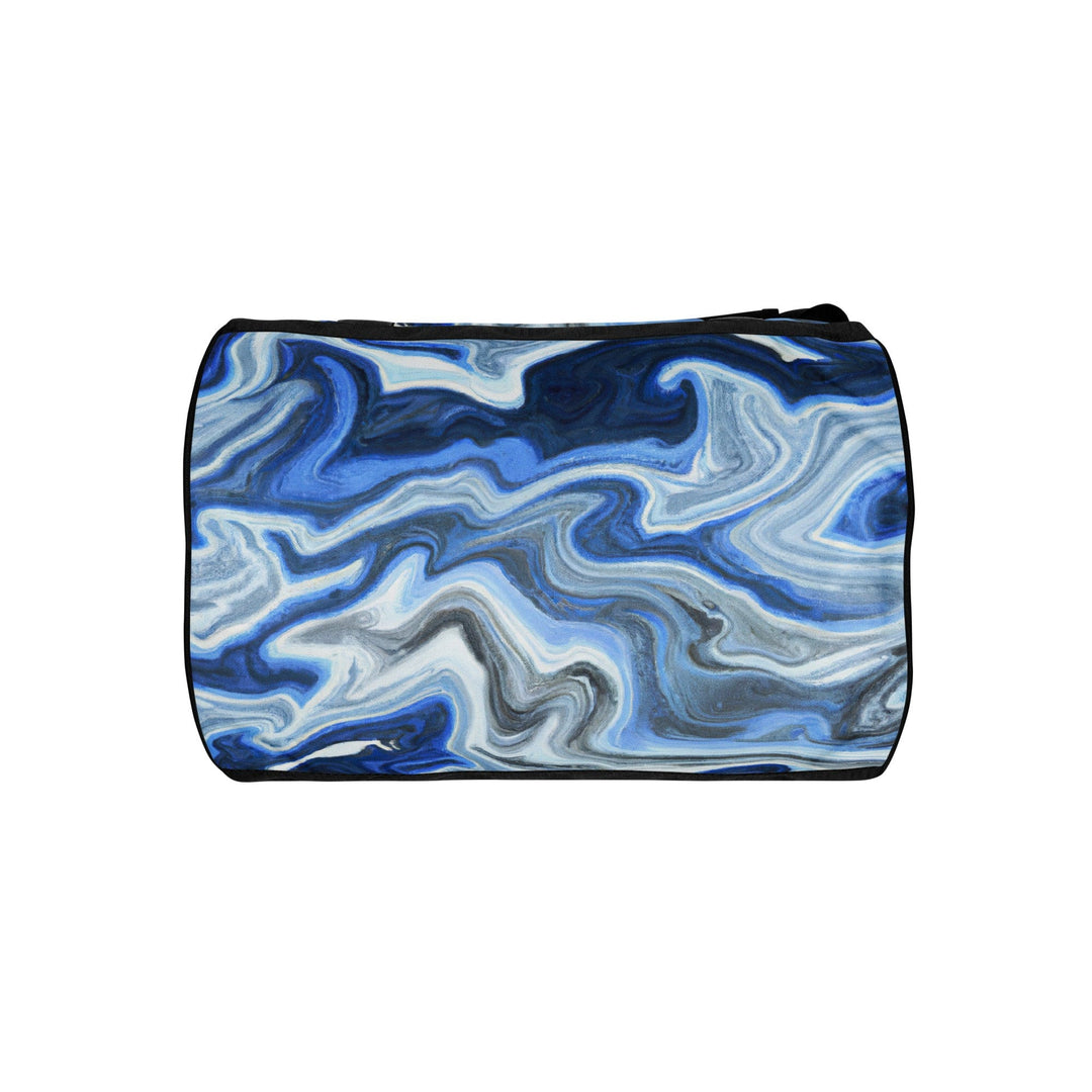 Crossbody Water-resistant Travel Bag - Blue Grey Marble Print - Bags/Travel