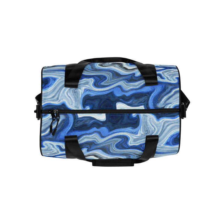 Crossbody Water-resistant Travel Bag - Blue Grey Marble Print - Bags/Travel