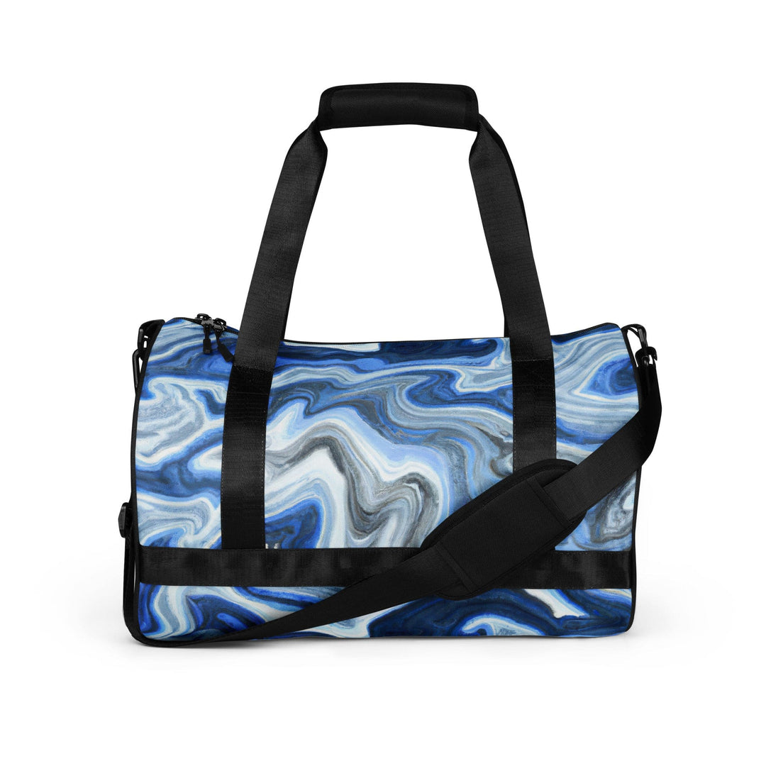 Crossbody Water-resistant Travel Bag - Blue Grey Marble Print - Bags/Travel