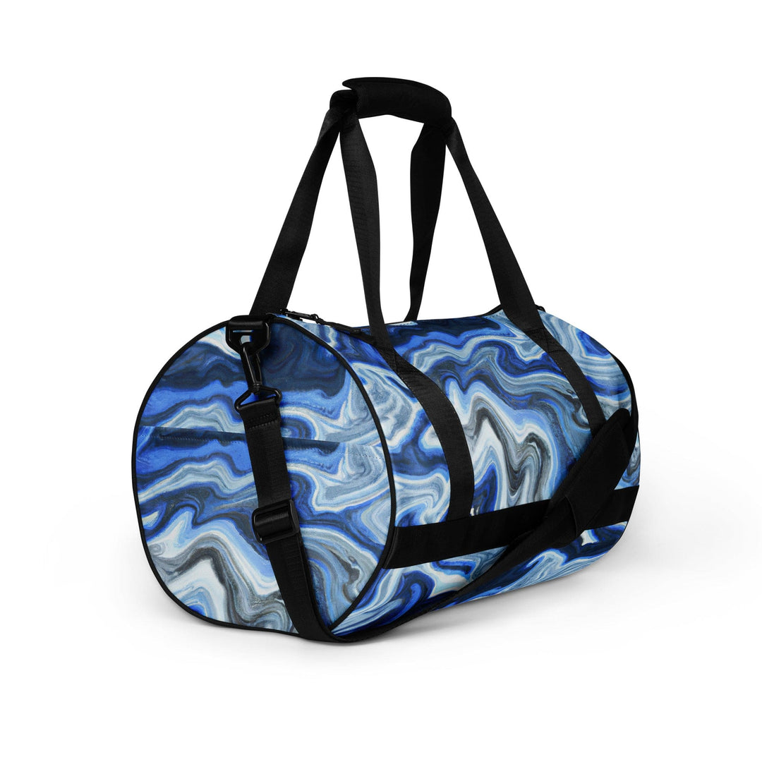 Crossbody Water-resistant Travel Bag - Blue Grey Marble Print - Bags/Travel