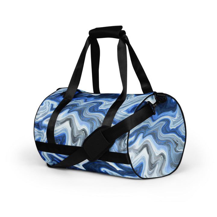 Crossbody Water-resistant Travel Bag - Blue Grey Marble Print - Bags/Travel