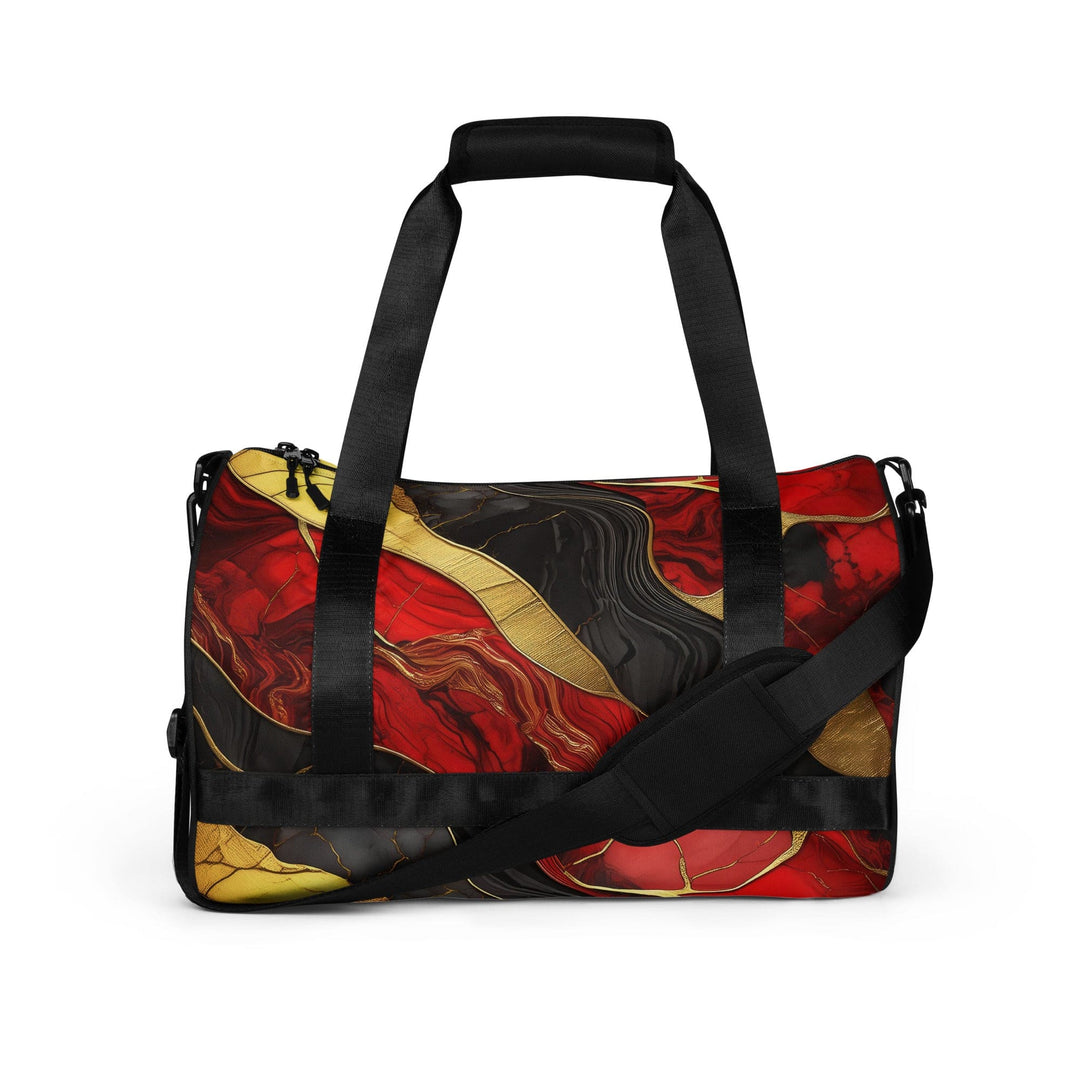 Crossbody Water-resistant Travel Bag - Brick Red Pattern Black - Bags/Travel