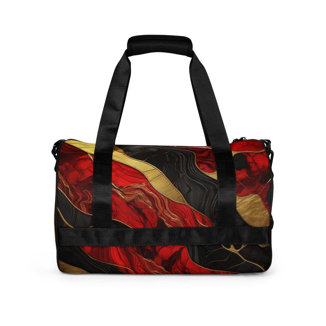 Crossbody Water-resistant Travel Bag - Brick Red Pattern Black - Bags/Travel