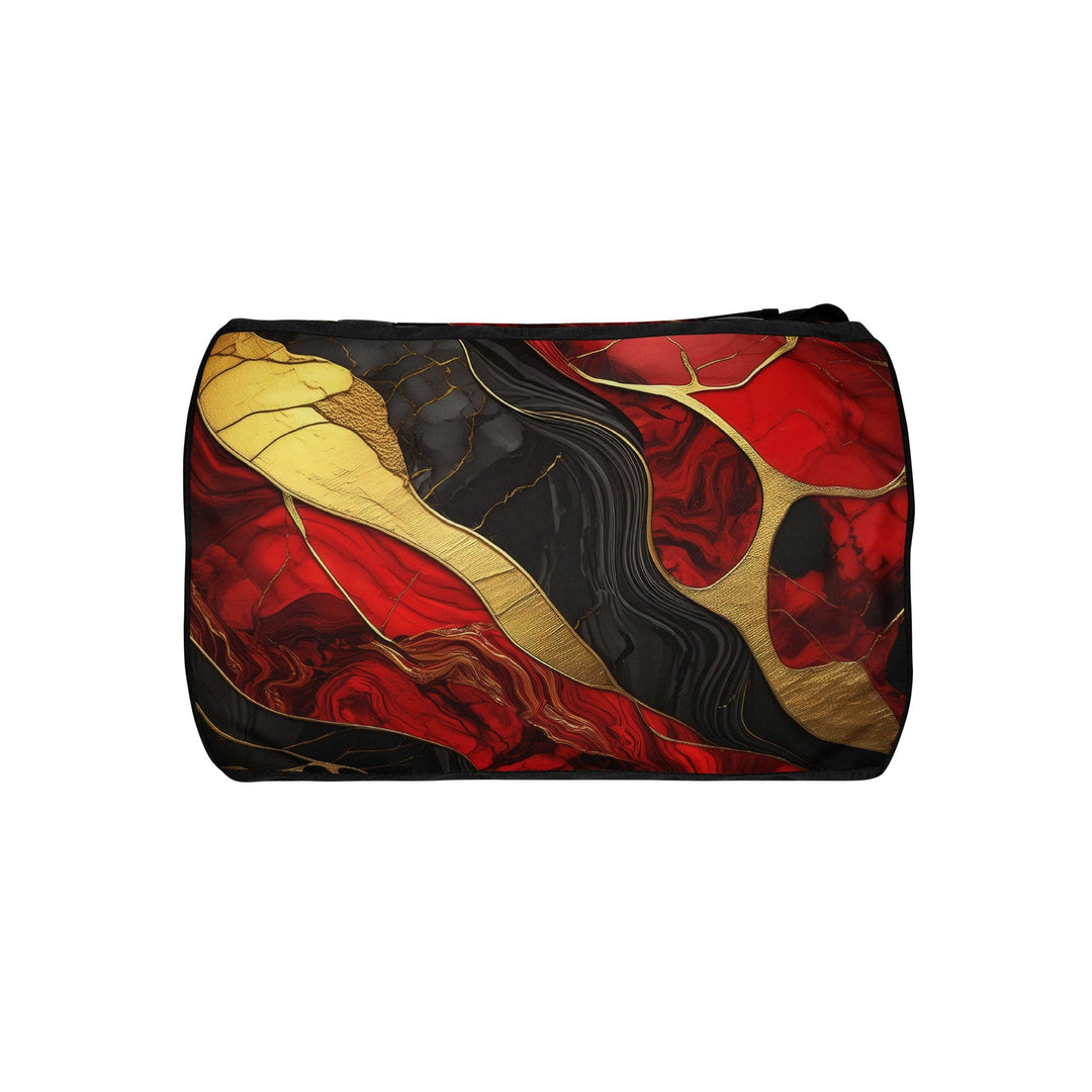 Crossbody Water-resistant Travel Bag - Brick Red Pattern Black - Bags/Travel