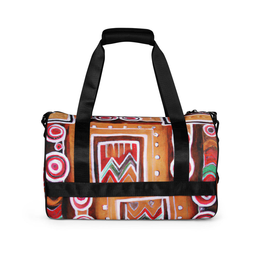 Crossbody Water-resistant Travel Bag - Brown Orange Green Aztec Pattern