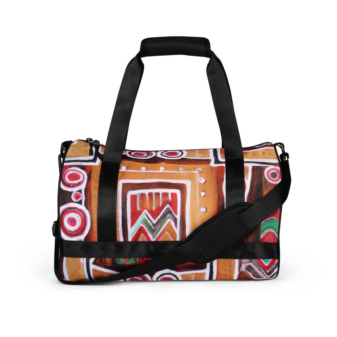 Crossbody Water-resistant Travel Bag - Brown Orange Green Aztec Pattern