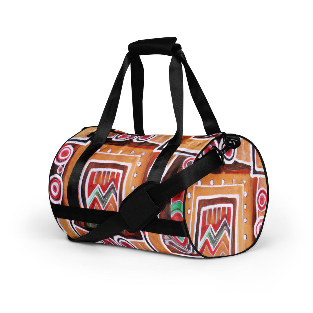 Crossbody Water-resistant Travel Bag - Brown Orange Green Aztec Pattern