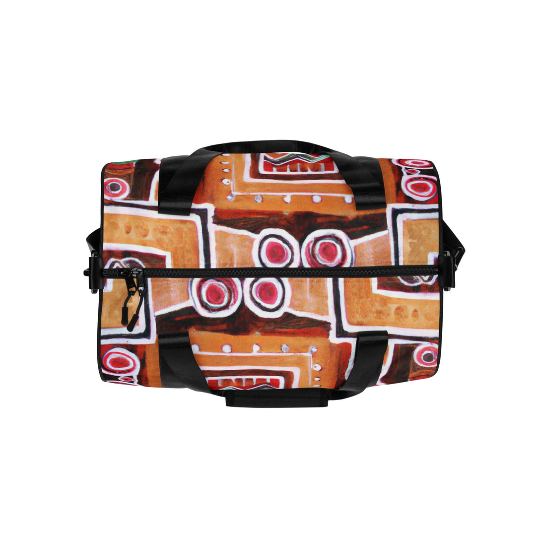 Crossbody Water-resistant Travel Bag - Brown Orange Green Aztec Pattern