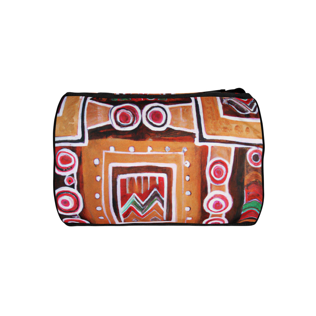 Crossbody Water-resistant Travel Bag - Brown Orange Green Aztec Pattern