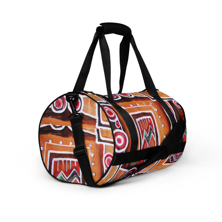 Crossbody Water-resistant Travel Bag - Brown Orange Green Aztec Pattern