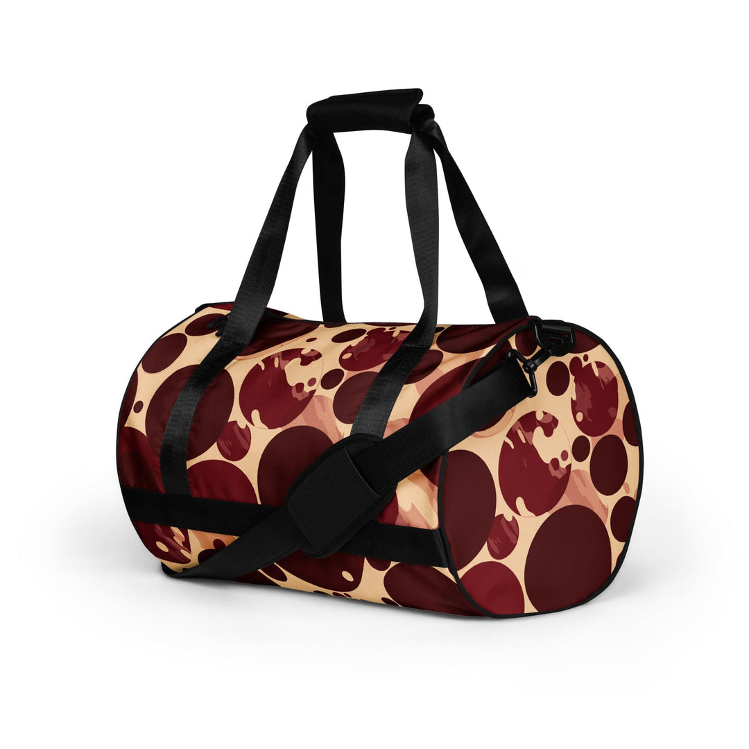 Crossbody Water-resistant Travel Bag Burgundy Beige Circular Print - Bags