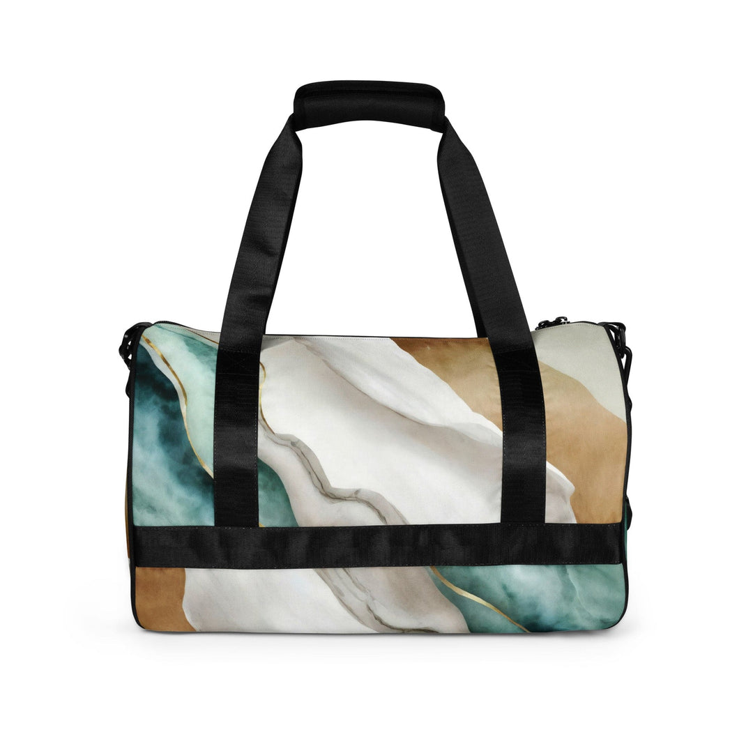 Crossbody Water-resistant Travel Bag Cream White Green Marbled Print - Bags