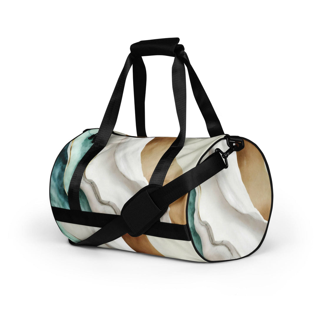 Crossbody Water-resistant Travel Bag Cream White Green Marbled Print - Bags