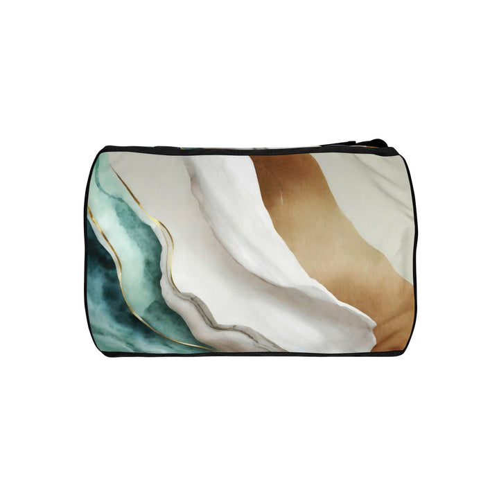 Crossbody Water-resistant Travel Bag Cream White Green Marbled Print - Bags