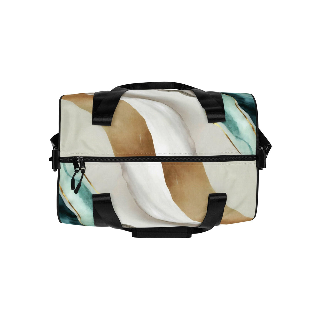 Crossbody Water-resistant Travel Bag Cream White Green Marbled Print - Bags